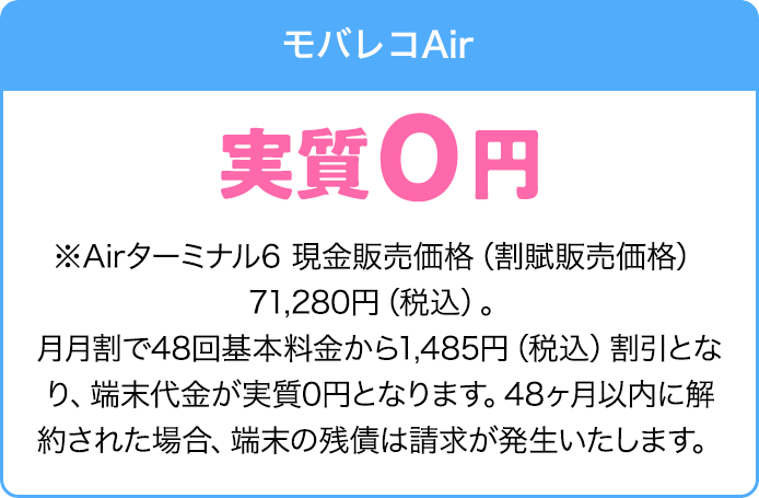 モバレコAir端末代金